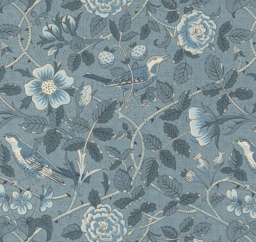 [MOD-13972-16] Sacre Bleu Oiseaux Florals Birds French Blue by French General for Moda Fabrics