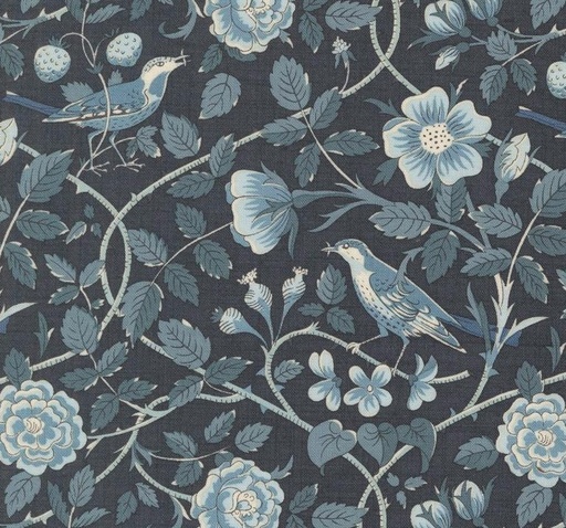 [MOD-13972-17] Sacre Bleu Oiseaux Florals Birds Indigo by French General for Moda Fabrics