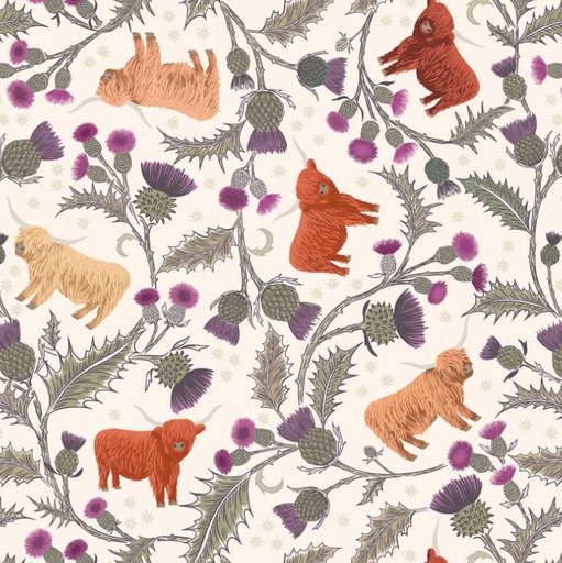 [LAI-A873-A] Highland Cow and Thistle Light Cream from Lewis & Irene