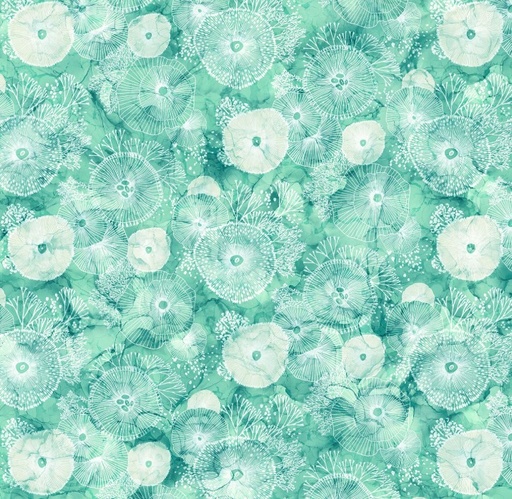 [NOR-28124-64] Deep Blue Sea Flowers Light Teal by Deborah Edwards & Melanie Samra for Northcott Fabrics