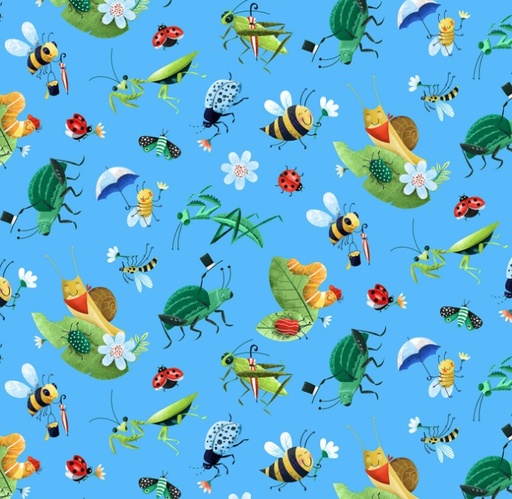 [ES-714-BLUE] Hidden World Tossed Insects Blue from Elizabeths Studio