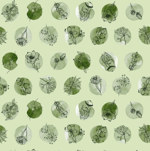 [NOR-90959-70] Blooming Memories Dots Green by Hina Mirza for Figo Fabrics