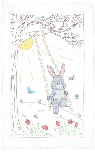[JD-4060-839] Swinging Bunny Quilt Crib Top from Jack Dempsey