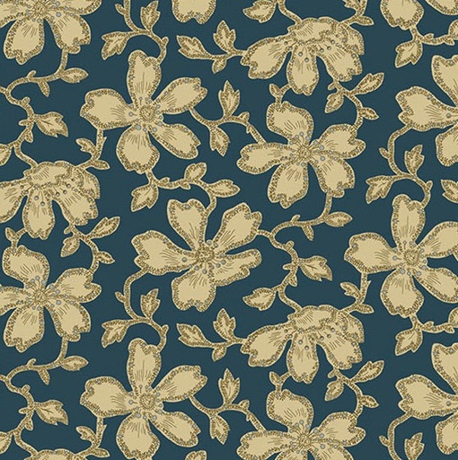 [AND-5311-B] Carolina Vermicular Floral Blue by Jo Morton for Andover Fabrics