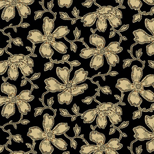[AND-5311-K] Carolina Vermicular Floral Black by Jo Morton for Andover Fabrics