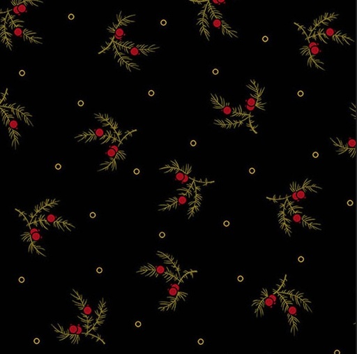 [AND-5315-KR] Carolina Tossing Sprig Black Red by Jo Morton for Andover Fabrics