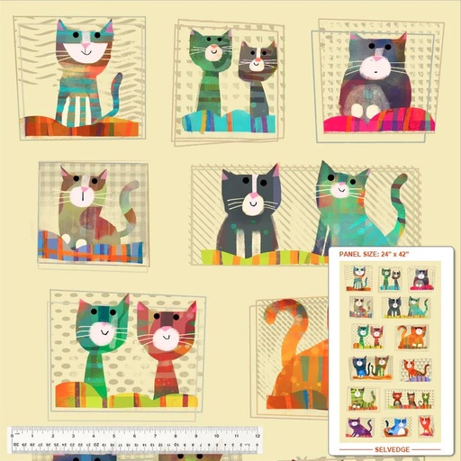 [WF-54526-1] Fur-ever Friends Take Me Home Cats Panel by Gareth Lucas for Windham Fabrics