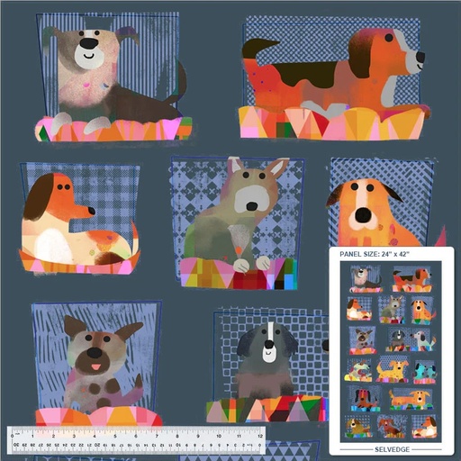 [WF-54527-2] Fur-ever Friends Take Me Home Dogs Panel by Gareth Lucas for Windham Fabrics