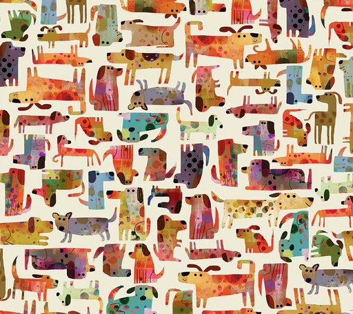 [WF-54529-3] Fur-ever Friends Dog Park Ivory by Gareth Lucas for Windham Fabrics