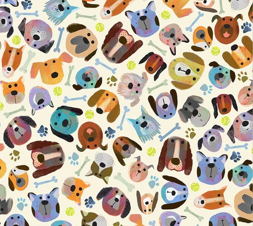 [WF-54531-3] Fur-ever Friends Man's Best Friend Ivory by Gareth Lucas for Windham Fabrics