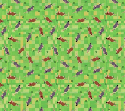 [WF-54532-4] Fur-ever Friends Mouse Play Green by Gareth Lucas for Windham Fabrics