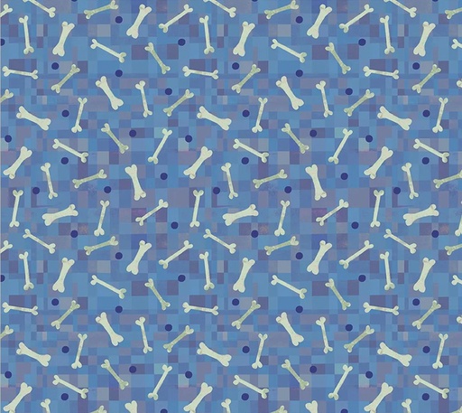 [WF-54533-5] Fur-ever Friends Fetch Bone Blue by Gareth Lucas for Windham Fabrics
