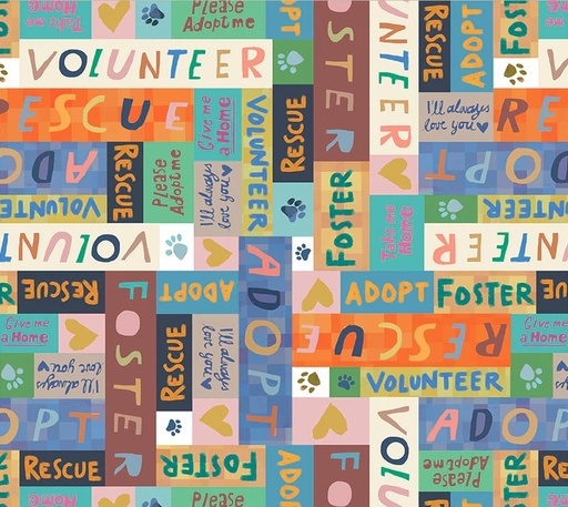 [WF-54536-7] Fur-ever Friends Rescue & Adopt Multi by Gareth Lucas for Windham Fabrics