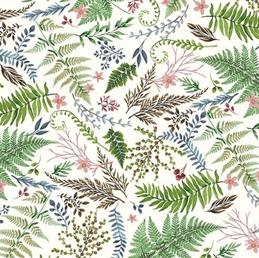 [HG-1813-06] Forest Floor Ferns Cream by Barb Tourtillotte for Henry Glass Fabrics