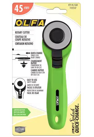 [O-1122547] OLFA 45mm Quick-Change Rotary Cutter Lime