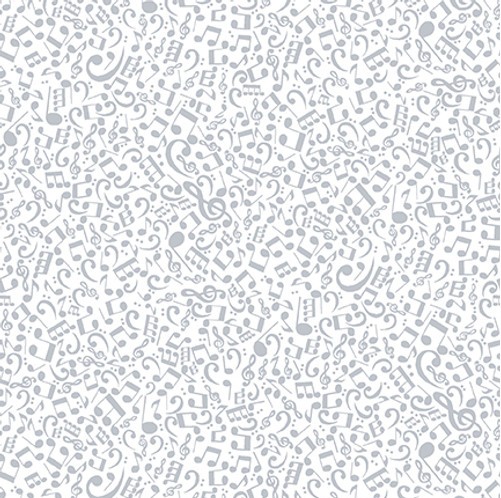 [HG-1685-01] Quilter's Flour VI Musical Notes White on White from Henry Glass Fabrics
