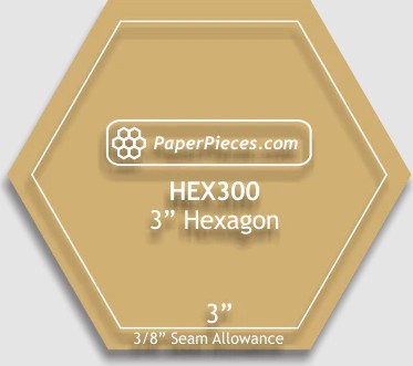 [PPS-HEX300-038] 3" Hexagon Acrylic Fabric Cutting Template from Paper Pieces
