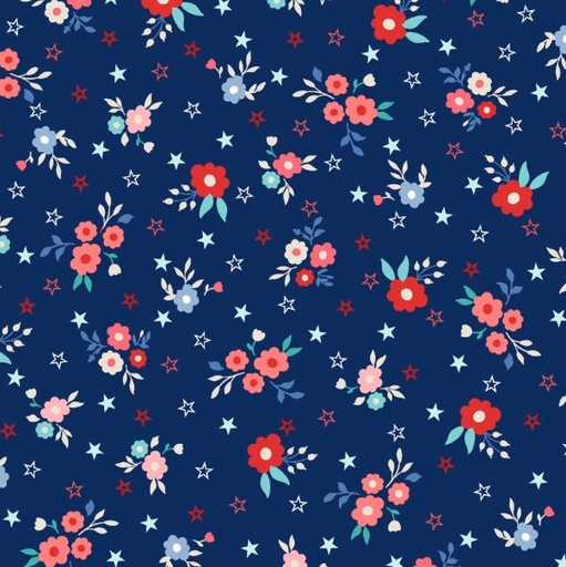 [MAY-10841-N] Star-Spangled Beauty Bouquets Navy by Kimberbell for Maywood Studio