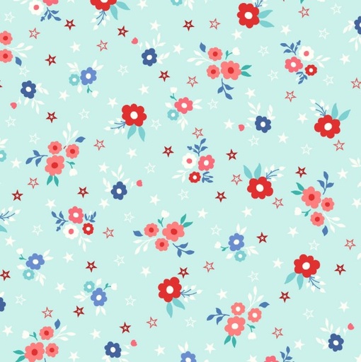 [MAY-10841-Q] Star-Spangled Beauty Bouquets Aqua by Kimberbell for Maywood Studio