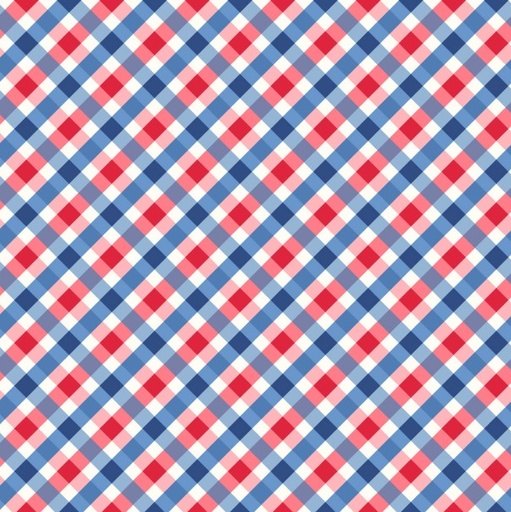 [MAY-10847-BR] Star-Spangled Beauty Bias Gingham Blue/Red by Kimberbell for Maywood Studio