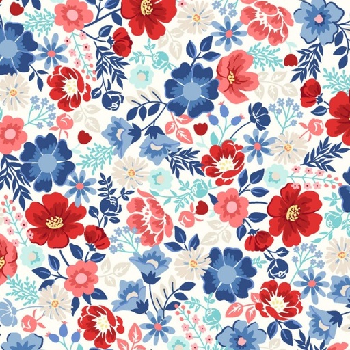 [MAY-10840-E] Star-Spangled Beauty Flower Parade Soft White by Kimberbell for Maywood Studio