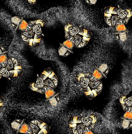 [BLAN-4093-99] Fire Alarm Firefighter with Hose Black by Paul Walsh for Blank Quilting