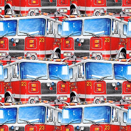 [BLAN-4095-88] Fire Alarm Firetrucks Red by Paul Walsh for Blank Quilting