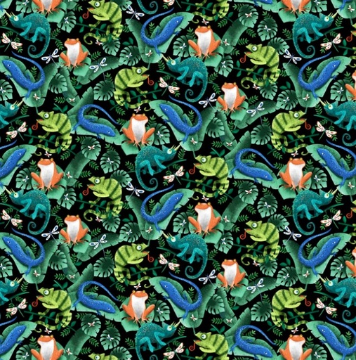 [TTR-3335-FRST] Lizards Tropical Creatures Forest from Timeless Treasures