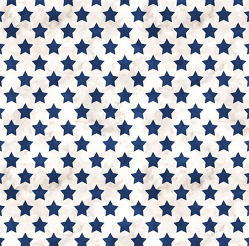 [PB-5762-EN] Farmhouse Americana Set Stars Cream/Navy by Cindy Jacobs for P&B Textiles