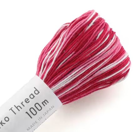 [ST-100V-152] Sashiko Thread Large Skein Variegated Red and Pink