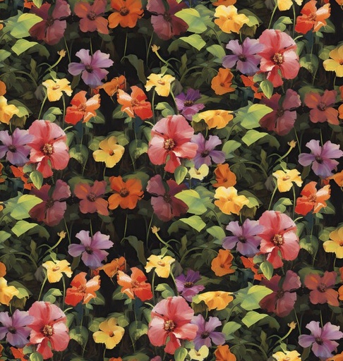 [3W-22972-BLK.] Fur-ever Friends Morning Glory Black by Momart for 3 Wishes Fabric