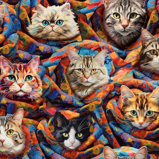 [3W-22963-MLT] Purrfectly Playful Purrfect Purr-ito Multi by Ivan Guaderrama for 3 Wishes Fabrics