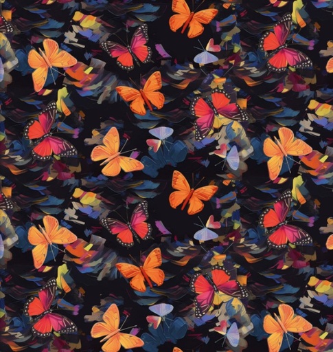 [3W-22966-BLK] Purrfectly Playful Bold Butterflies Black by Ivan Guaderrama for 3 Wishes Fabrics