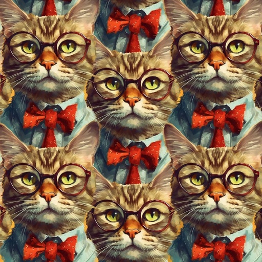 [3W-22968-MLT] Purrfectly Playful Distinguished Gentleman Multi by Ivan Guaderrama for 3 Wishes Fabrics