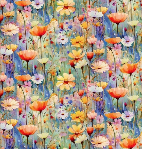 [3W-22961-MLT] Hummingbird Bouquet Poppy Field Multi by Shawna Stewart for 3 Wishes Fabrics