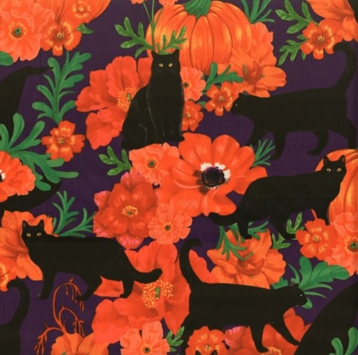 [AHF-9070-AR] Haunted House Black Cat Witch Hat Purple from Alexander Henry