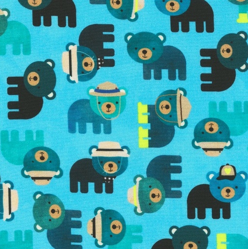 [KAF-22782-73] Campground Critters Bears Lake by Ann Kelle for Robert Kaufman Fabrics