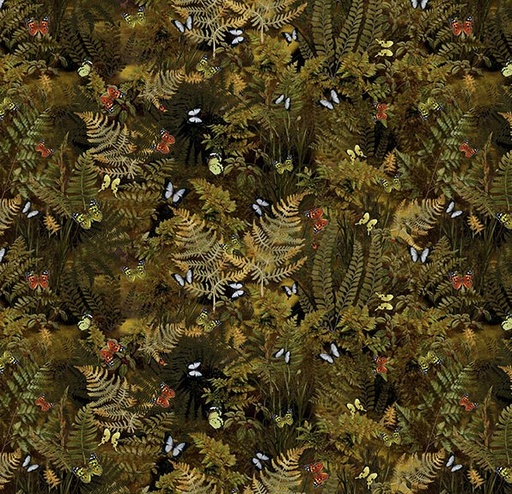 [HOF-5491-466] Among the Ferns Fern Leaves Fauna from Hoffman Fabrics