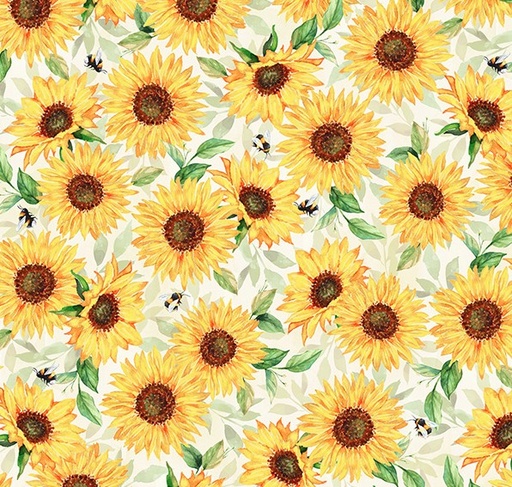 [HOF-5478-150] Flower Shoppe Sunflowers White from Hoffman Fabrics