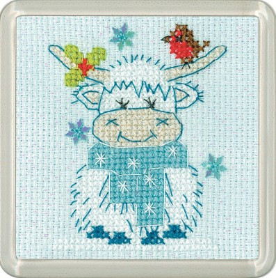 [WIC-HCK-1861] Frosted Christmas Coasters Highland Scarf Coasters by Kristen Roche