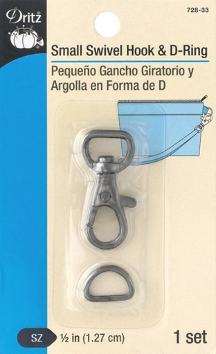 [DRI-728-33] Small Gunmetal Swivel Hook & D-Ring from Dritz