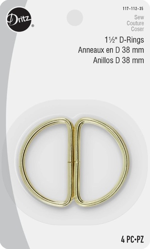 [DRI-117112-35] Dritz Gold 1.5 Inch D-Rings 4 Pack