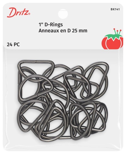 [DRI-BLK-141] Dritz Gunmetal 1 Inch D-Rings 24 Pack