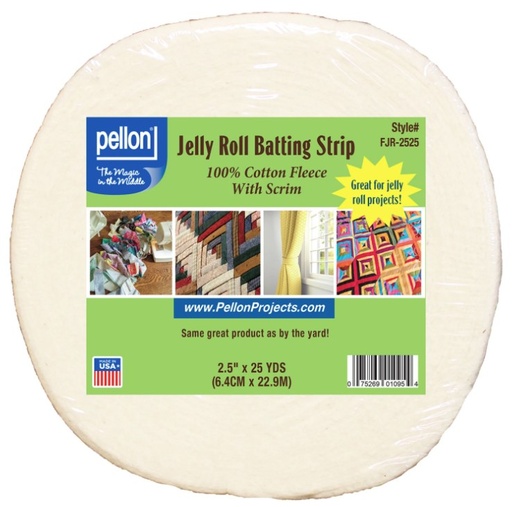 [LEG-FJR-2525] Pellon Cotton with Scrim Jelly Roll Batting 2.5" x 25 Yards