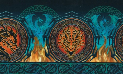 [ITB-22DRG-1] Dragons Emerald Reign Dragon Border from In the Beginning Fabrics