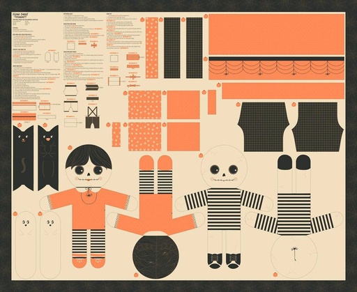 [MOD-20920-11] Home Sweet Haunt Cut and Sew Skelly Doll Panel by Stacy Iest Hsu for Moda Fabrics