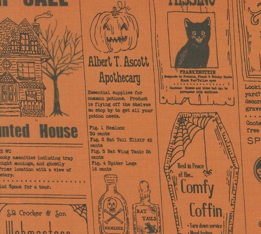 [MOD-20910-14] Home Sweet Haunt Vintage Newspaper Pumpkin by Stacy Iest Hsu for Moda Fabrics