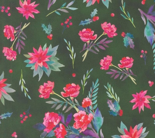 [MOD-21832-16] Love and Cheer Christmas Bouquet Evergreen by Amarilys Henderson for Moda Fabrics