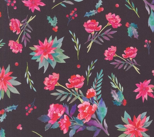 [MOD-21832-17] Love and Cheer Christmas Bouquet Coal by Amarilys Henderson for Moda Fabrics