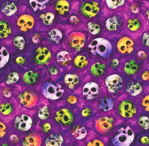 [KAF-23088-22] Bright Frights Skulls Violet by Catriona Crehan for Robert Kaufman Fabrics